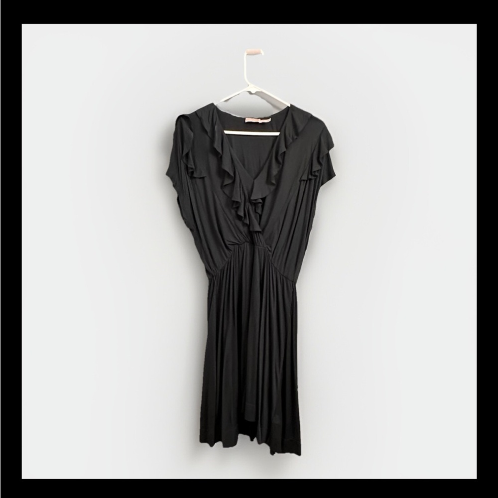 Juicy Couture Blue Asymmetrical Flutter Sleeve Sheath Dress